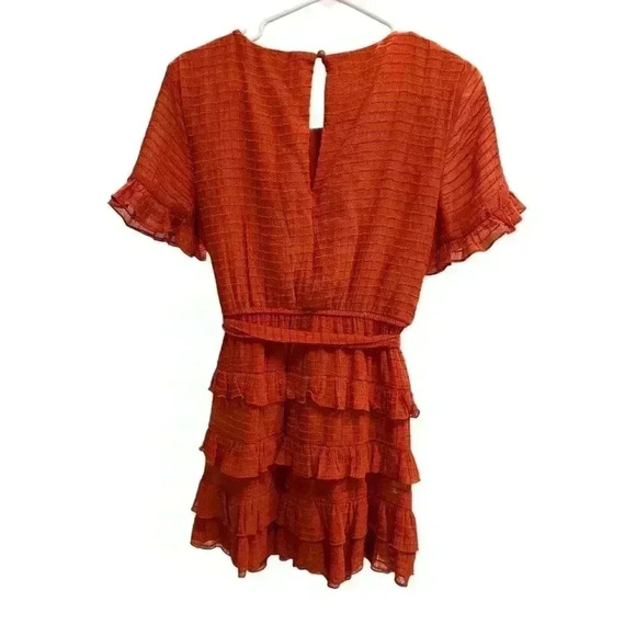 City Studio Orange Tiered Ruffled Fit and Flare Dress in Size Small, Pre-Owned. - Picture 5 of 7